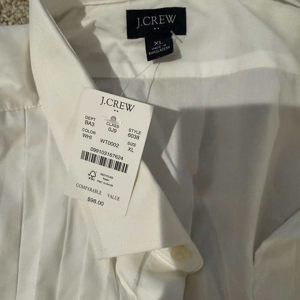 J. Crew Men's Classic Cream Dress Shirt - XL